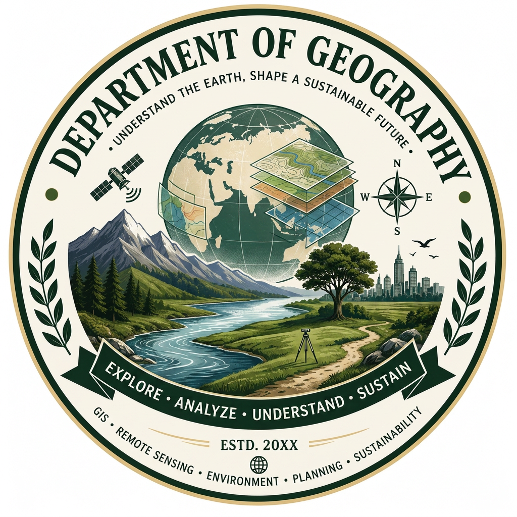 AI Design for WANT TO CREATE LOGO FOR DEPARTMENT OF GEOGRAPHY WITH SOME DETAILS  LIKE THIS IMAGE