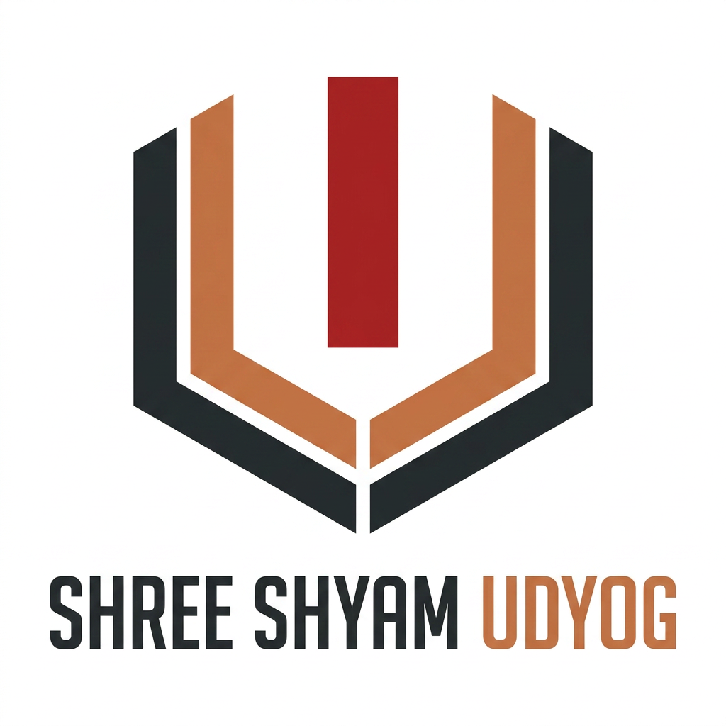 AI Design for Design a timeless, premium vector logo for an Indian industrial holding company named "SHREE SHYAM UDYOG".

This is the parent company of a metal recycling, metal processing and trading group.

The founder is a devotee of Shree Shyam (Khatu Shyam Ji / Balaji) and wants the logo to respectfully preserve the spiritual essence of the attached Vaishnava (Balaji) tilak. The logo should not copy the reference directly, but reinterpret its proportions and geometry into a clean, iconic corporate symbol.

The final identity should communicate:
• Trust
• Legacy
• Strength
• Discipline
• Stability
• Integrity
• Long-term vision

It should feel like the identity of a large Indian industrial group alongside brands like Tata, JSW, Shree Cement, Bosch or Hitachi—not like a temple, religious trust, or decorative emblem.

The logo must be:
• Minimal
• Geometric
• Bold
• Symmetrical
• Flat vector
• Highly scalable
• Easy to recognize from a distance
• Suitable for factory gates, trucks, safety helmets, metal embossing, laser cutting, invoices and official documents.

Use a restrained industrial palette:
Charcoal Black, Copper, Deep Sindoor Red and White.

Create a unique symbol first, then pair it with a strong custom wordmark for "SHREE SHYAM UDYOG".

Avoid clipart, gradients, glossy effects, 3D rendering, ornate decorations, shields, wings, flames, generic gear icons, factories, hammers, recycled arrows or literal scrap metal imagery.

The result should look like a professionally designed corporate identity that can represent the company for decades.