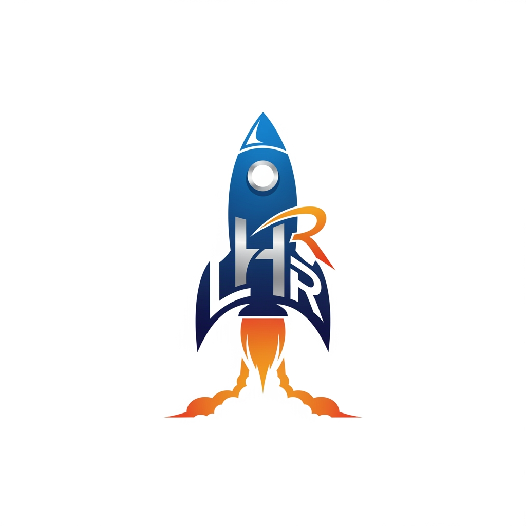 AI Design for i need a logo for Website the key was L,H and R and Rocket symbol