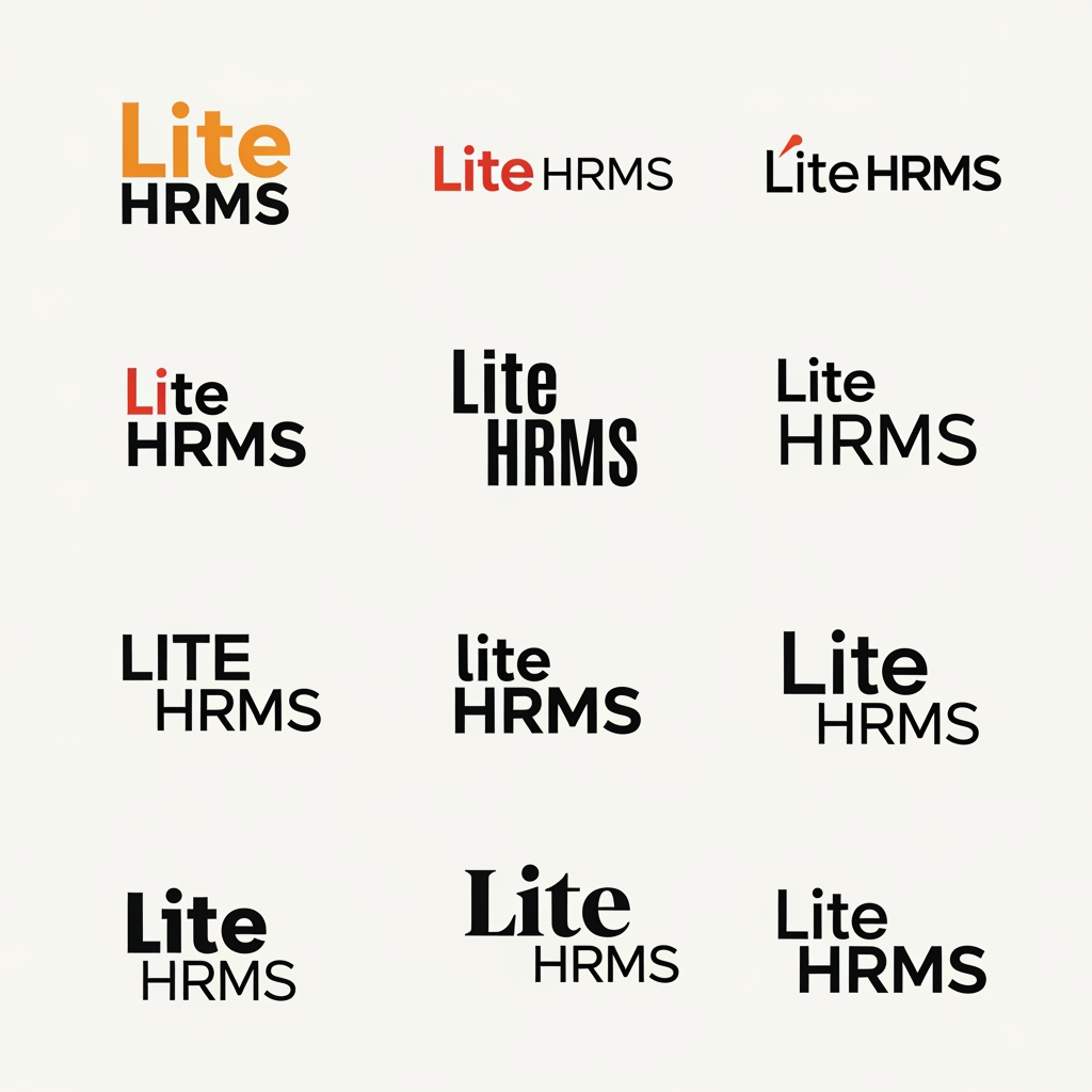 AI Design for Create a logo For Lite HRMS Hr Management platform Create Morethen 10 imwant to text based logo create Different Style in Modern typography Dont use symbols use only texes