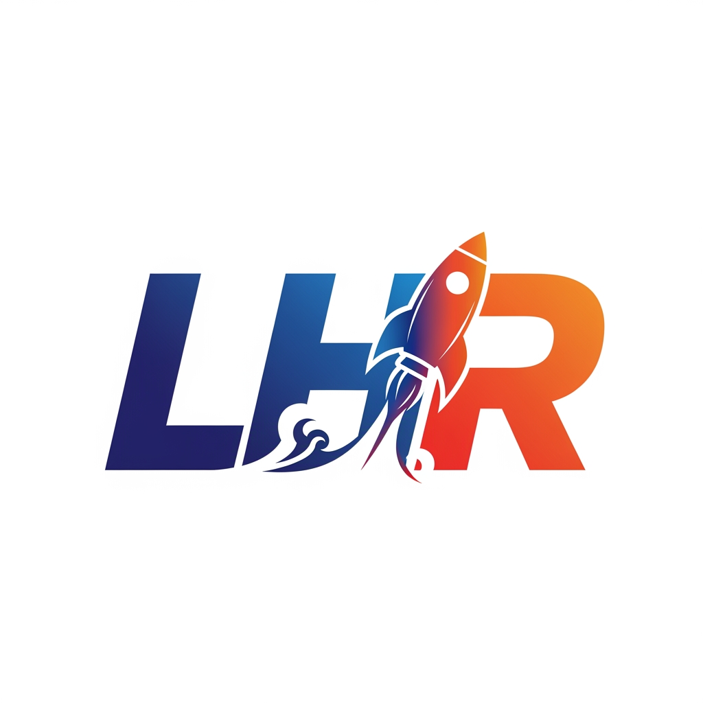 AI Design for i need a logo for Website the key was L,H and R and Rocket symbol