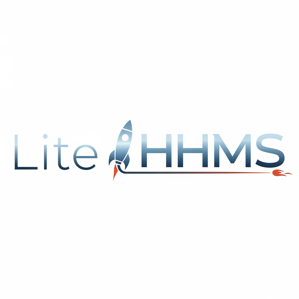 AI Design for Lite HHMS this is the logo Name i need Rocket in suitable place in the text i neew word type logo i need horizondal type