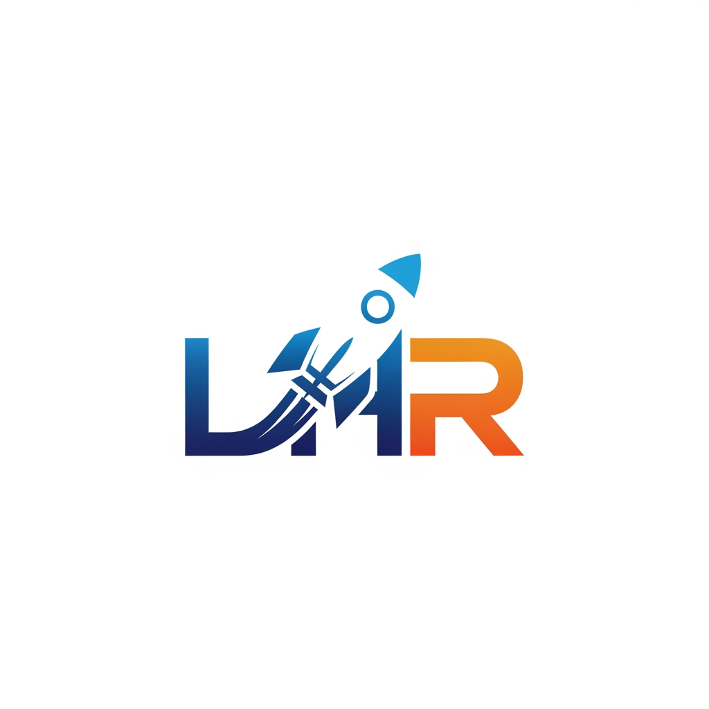 AI Design for i need a logo for Website the key was L,H and R and Rocket symbol