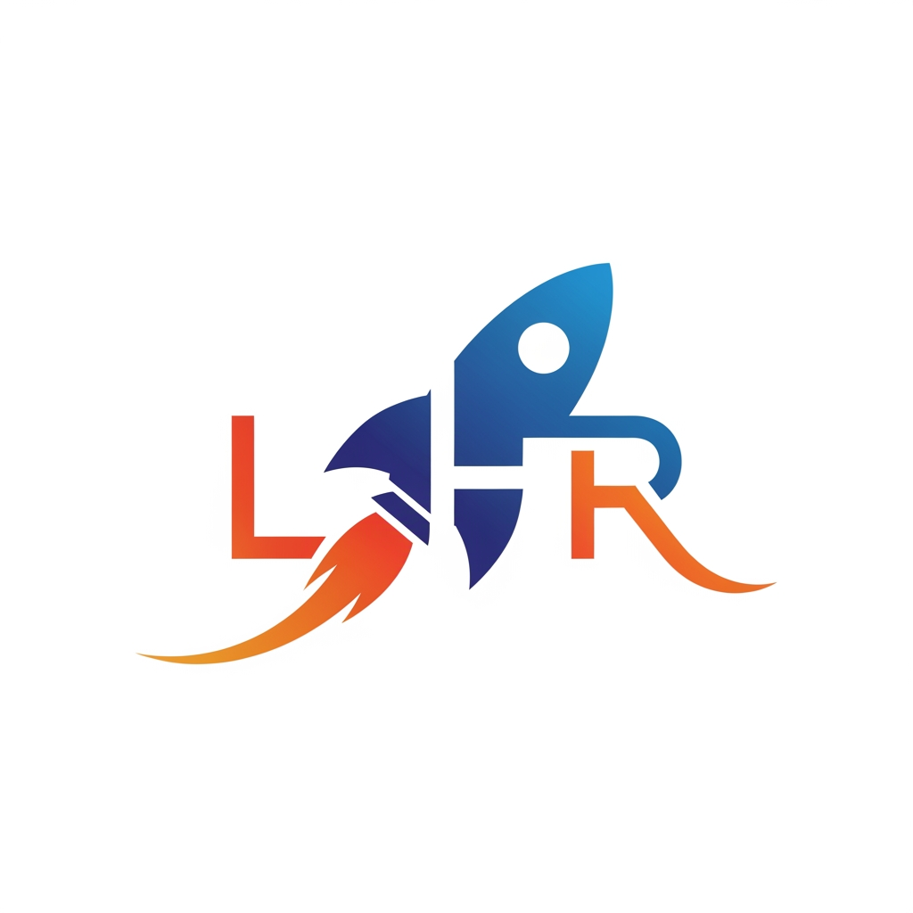 AI Design for i need a logo for Website the key was L,H and R and Rocket symbol