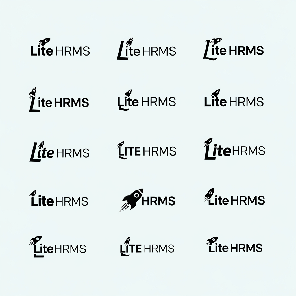AI Design for Create a logo For Lite HRMS Hr Management platform Create Morethen 10 imwant to text based logo create Different Style in Modern typography Dont use symbols use only texes add single rocket only