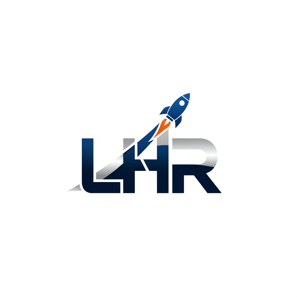 AI Design for i need a logo for Website the key was L,H and R and Rocket symbol