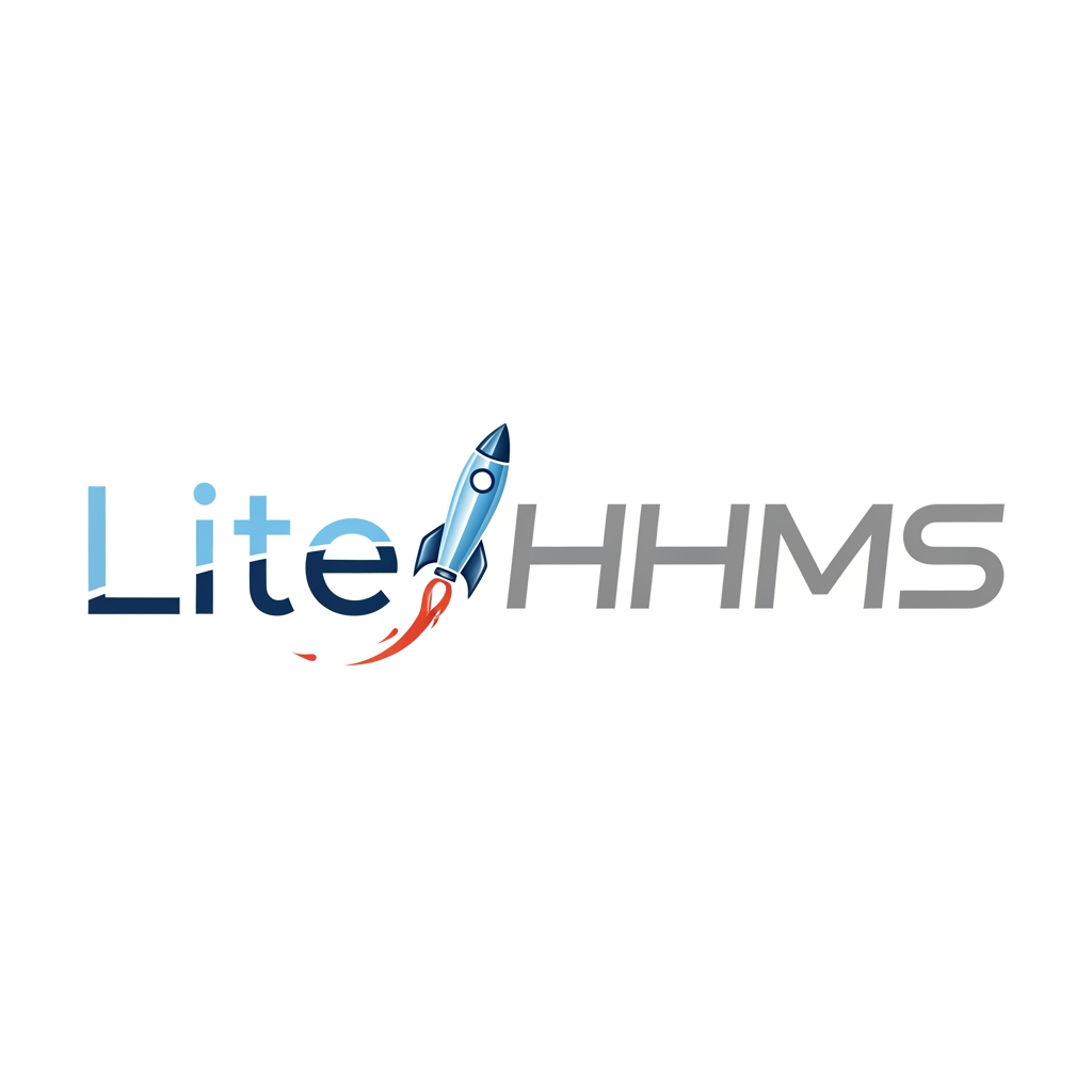 AI Design for Lite HHMS this is the logo Name i need Rocket in suitable place in the text i neew word type logo i need horizondal type