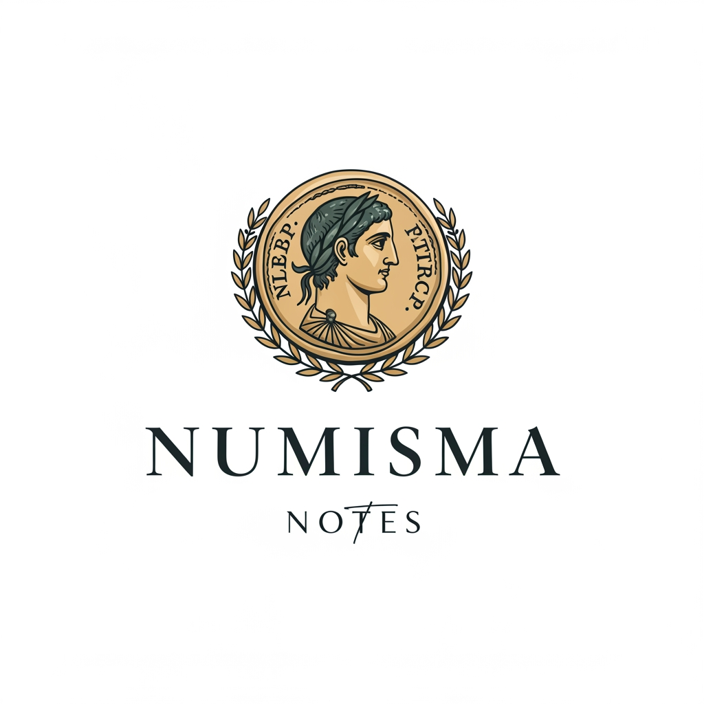 AI Design for CREATE A WONDERFUL LOGO ABOUT THE ANCIENT TYPES COINS AND THE BRAND NAME IS NUMISMA NOTES CREATE A WONDERFULL LOGO
