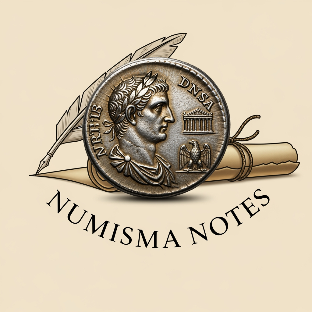 AI Design for CREATE A WONDERFUL LOGO ABOUT THE ANCIENT TYPES COINS AND THE BRAND NAME IS NUMISMA NOTES CREATE A WONDERFULL LOGO