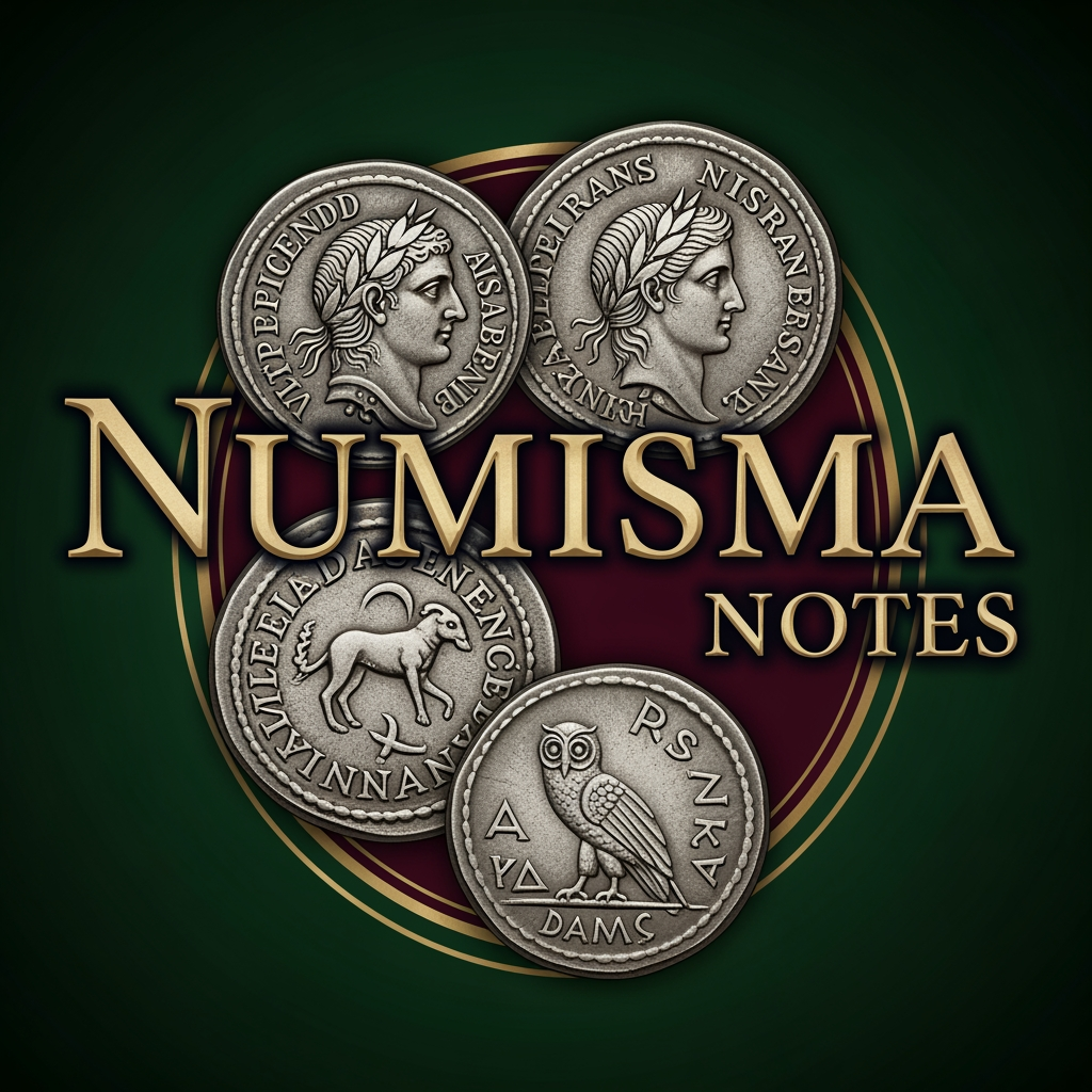 AI Design for CREATE A WONDERFUL LOGO ABOUT THE ANCIENT TYPES COINS AND THE BRAND NAME IS NUMISMA NOTES CREATE A WONDERFULL LOGO