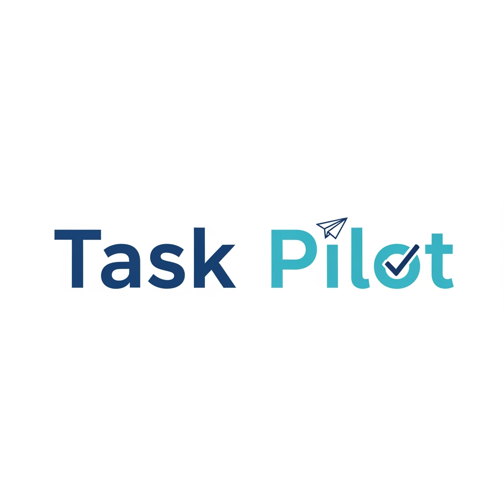 AI Design for create a word mark logo for a to do list webpage with the name "Task Pilot" in png format as transparent bg