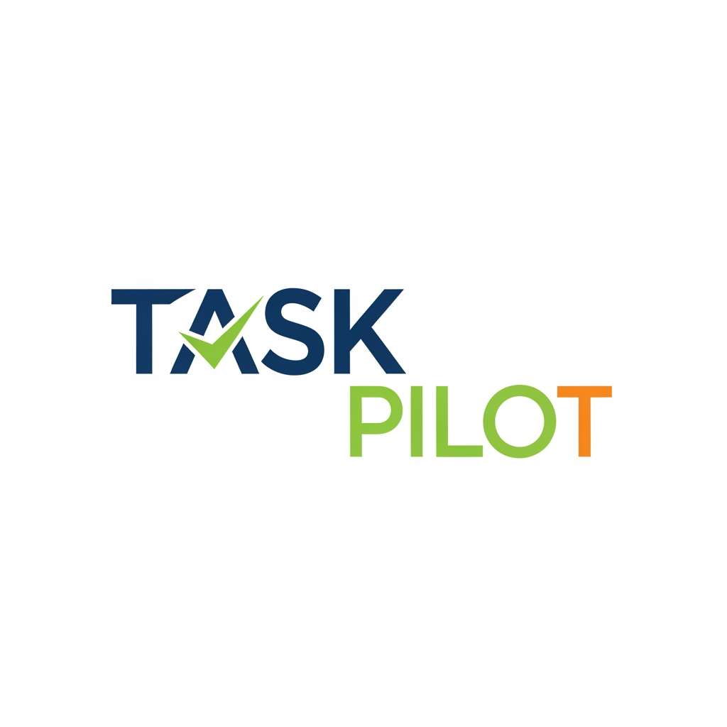 AI Design for create a word mark logo for a to do list webpage with the name "Task Pilot" in png format as transparent bg