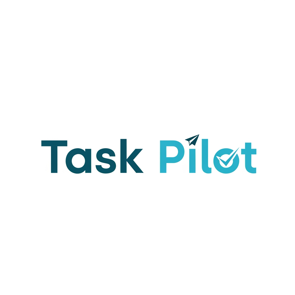 AI Design for create a word mark logo for a to do list webpage with the name "Task Pilot" in png format as transparent bg