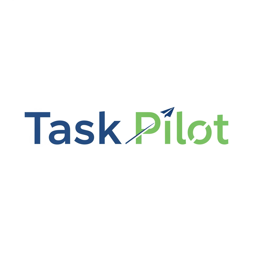 AI Design for create a word mark logo for a to do list webpage with the name "Task Pilot" in png format as transparent bg