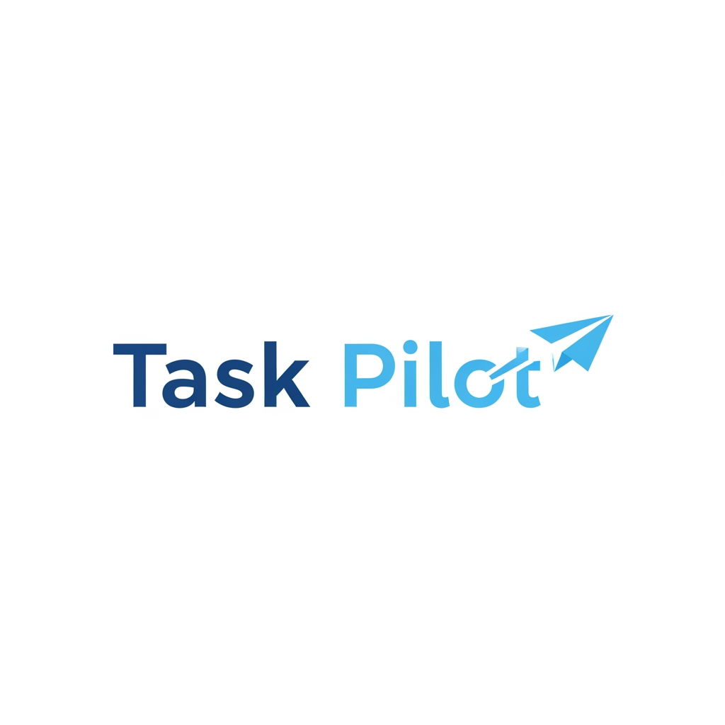 AI Design for create a word mark logo for a to do list webpage with the name "Task Pilot" in png format as transparent bg