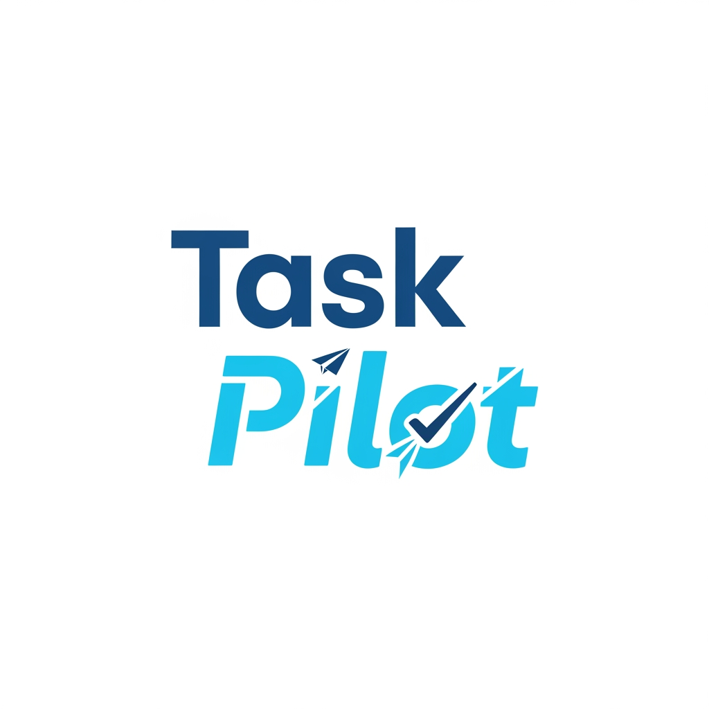AI Design for create a word mark logo for a to do list webpage with the name "Task Pilot" in png format as transparent bg