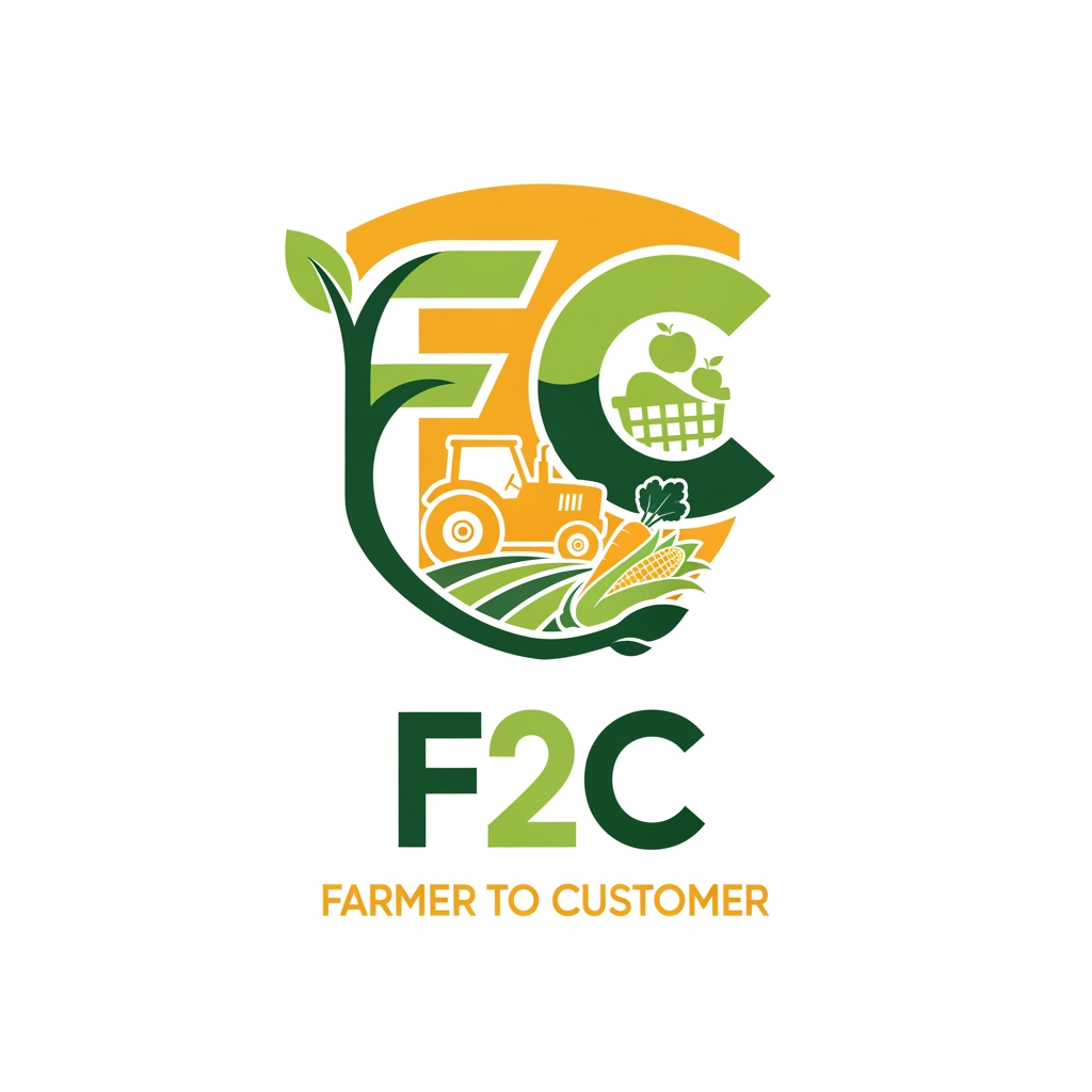 AI Design for CREAT A LOGO FOR FARMER TO COSTEMER  AS F2C IN YELLOW AND GREEN