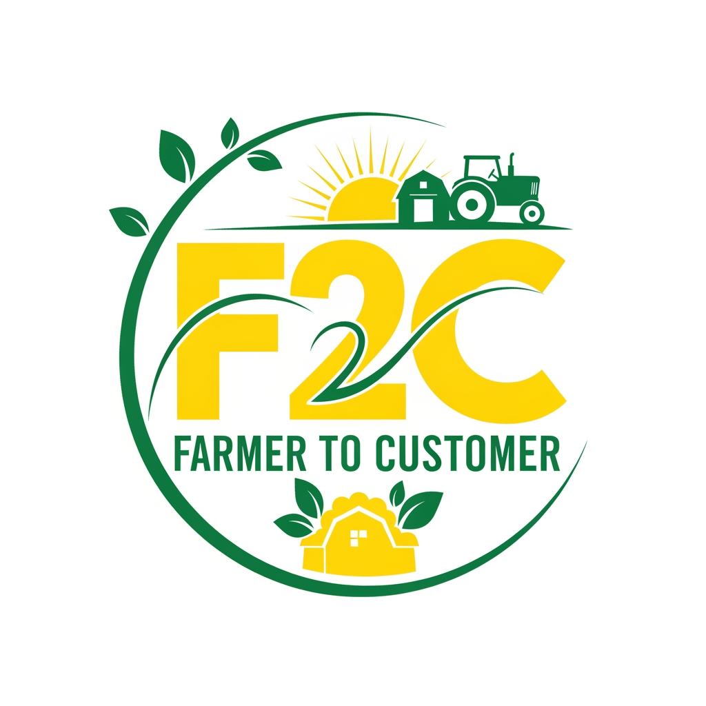 AI Design for CREAT A LOGO FOR FARMER TO COSTEMER  AS F2C IN YELLOW AND GREEN