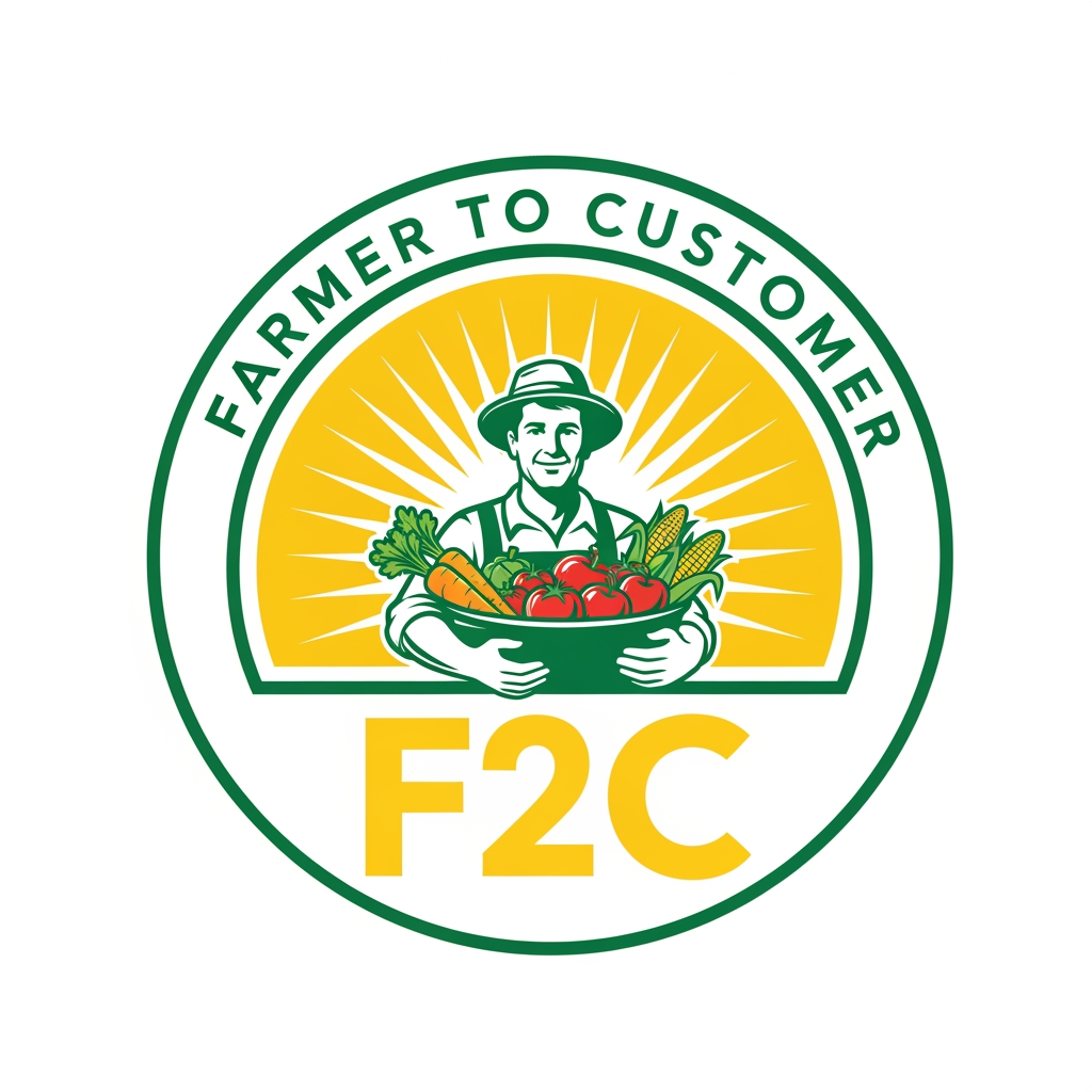 AI Design for CREAT A LOGO FOR FARMER TO COSTEMER  AS F2C IN YELLOW AND GREEN