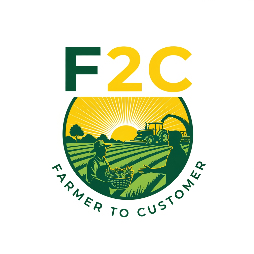 AI Design for CREAT A LOGO FOR FARMER TO COSTEMER  AS F2C IN YELLOW AND GREEN