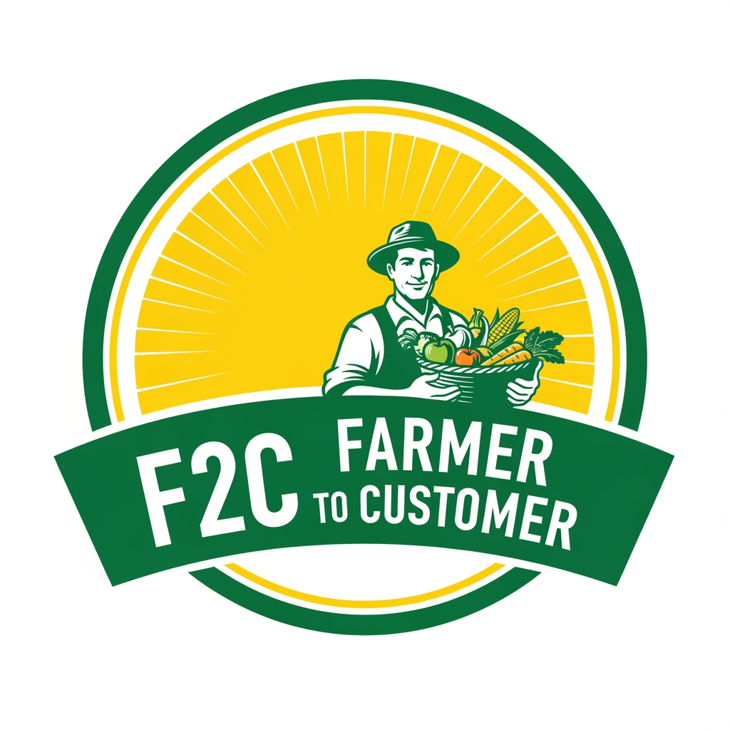 AI Design for CREAT A LOGO FOR FARMER TO COSTEMER  AS F2C IN YELLOW AND GREEN