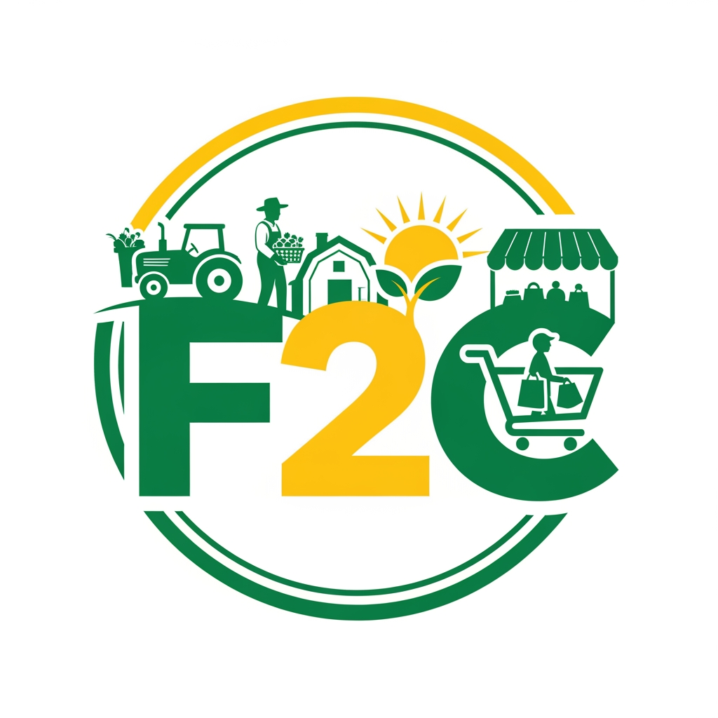 AI Design for CREAT A LOGO FOR FARMER TO COSTEMER  AS F2C IN YELLOW AND GREEN