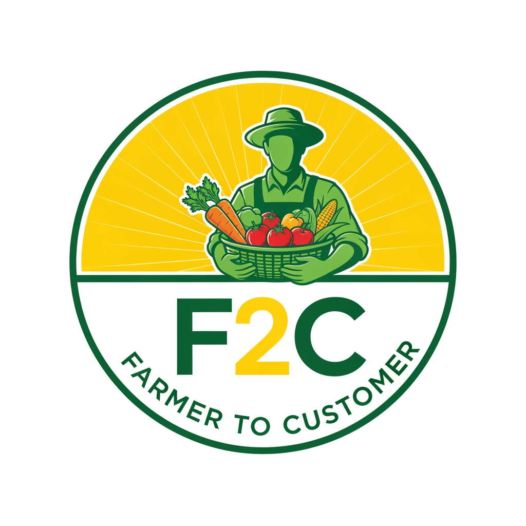 AI Design for CREAT A LOGO FOR FARMER TO COSTEMER  AS F2C IN YELLOW AND GREEN