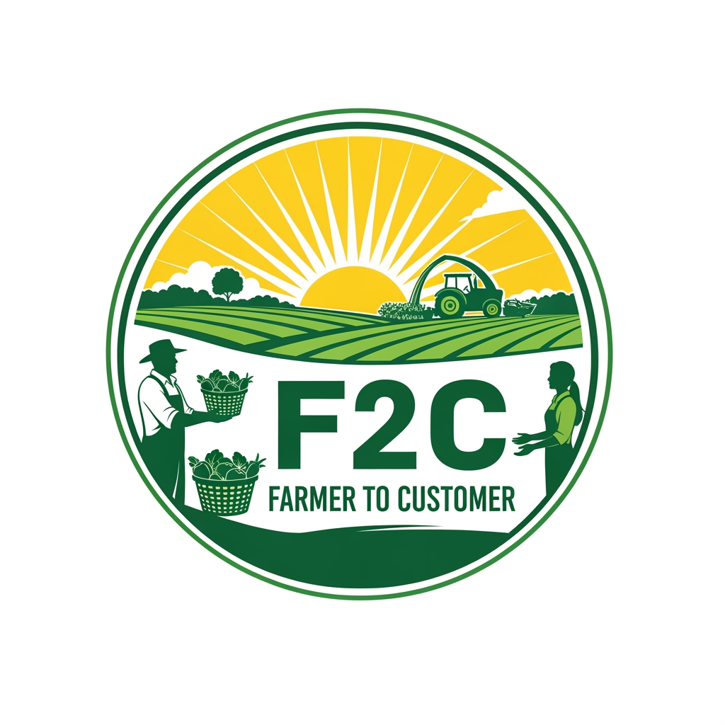 AI Design for CREAT A LOGO FOR FARMER TO COSTEMER  AS F2C IN YELLOW AND GREEN