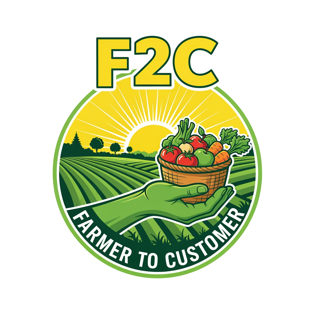 AI Design for CREAT A LOGO FOR FARMER TO COSTEMER  AS F2C IN YELLOW AND GREEN