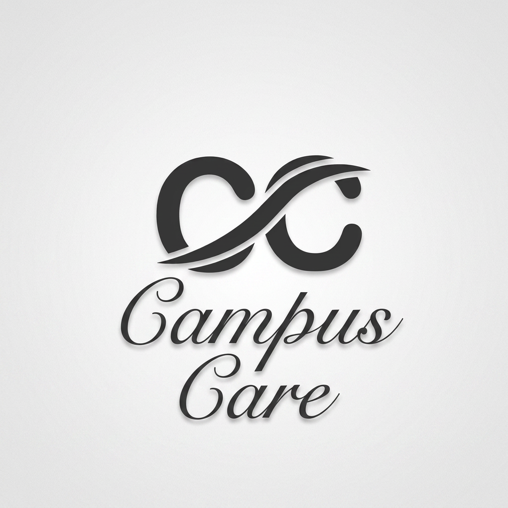 AI Design for in down write campus care in elegant font