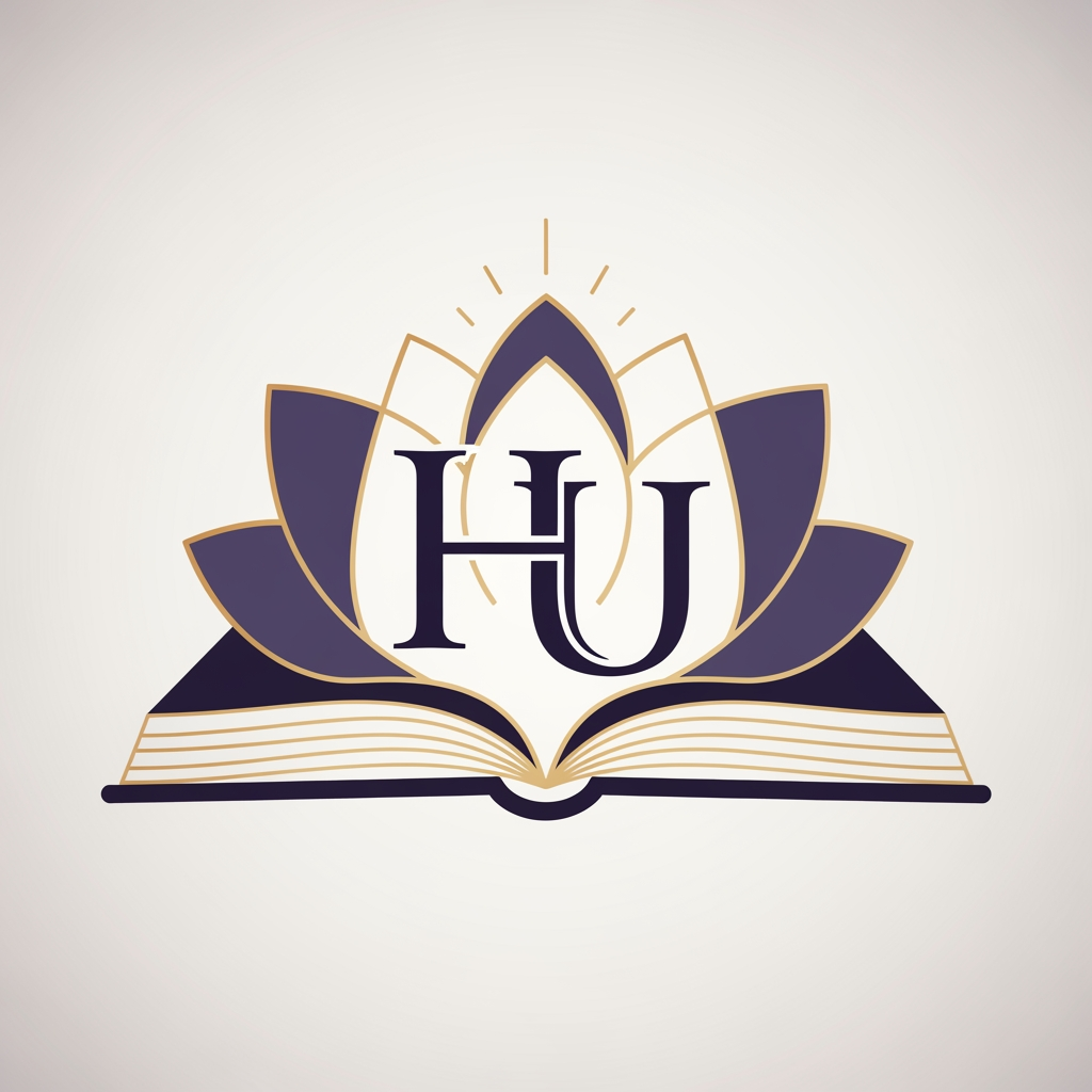 AI Design for I want to create a logo for my friend (Hetal Upadhyay ) A new Poscast Channel on social media. Write prompt useing below concepts;
Logo Concept: An elegant monogram "HU" nested inside an open lotus/book-page shape, signaling both personal story and spiritual openness.