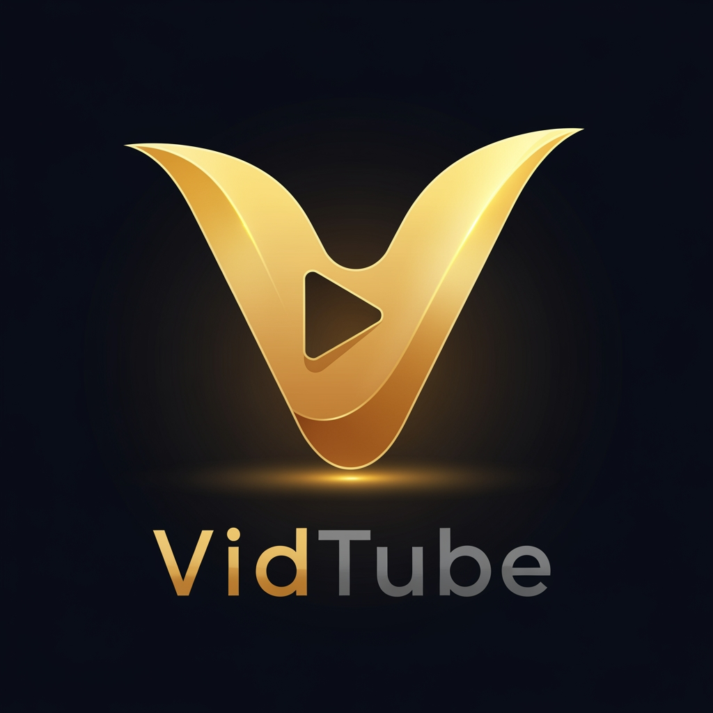 AI Design for design a logo for a video sharing and viewing platform named "VidTube". The logo should be dsgined aroundthe letter V. Im thinking of giving it a golden color but you can use your artistic creativity and libery.