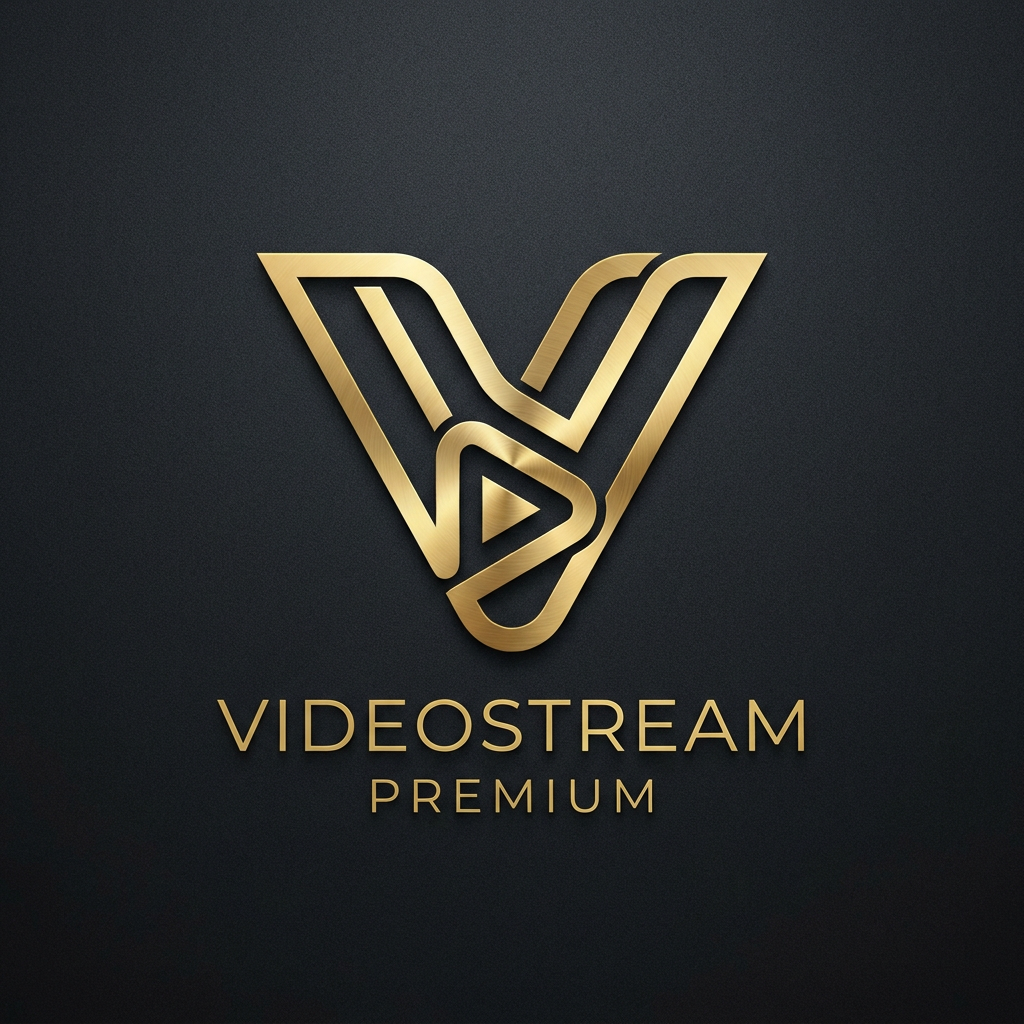 AI Design for A sleek, modern minimalist logo design centered around the letter V for a video-sharing platform. The design features elegant geometric lines and a fluid, metallic gold gradient finish against a deep charcoal background, emphasizing a high-end, premium aesthetic. Sharp focus, vector graphic style, clean composition, professional branding.