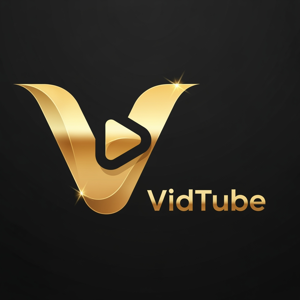 AI Design for design a logo for a video sharing and viewing platform named "VidTube". The logo should be dsgined aroundthe letter V. Im thinking of giving it a golden color but you can use your artistic creativity and libery.