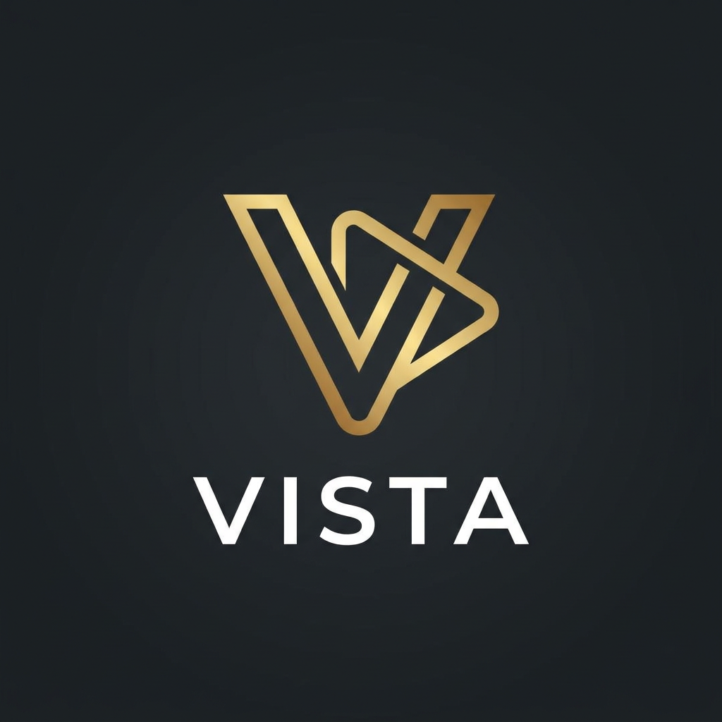 AI Design for A sleek, modern minimalist logo design centered around the letter V for a video-sharing platform. The design features elegant geometric lines and a fluid, metallic gold gradient finish against a deep charcoal background, emphasizing a high-end, premium aesthetic. Sharp focus, vector graphic style, clean composition, professional branding.
