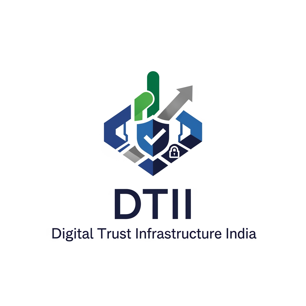 AI Design for DTII (Digital Trust Infrastructure India) is building the foundational trust layer for the digital economy — the invisible infrastructure that enables institutions, businesses, governments and individuals to operate with confidence, accountability and assurance in an increasingly digital world. Rather than being a single product, DTII is an institutional ecosystem designed to establish trust, define responsibility and create defensible digital interactions at national and global scale. Built in India for the world, DTII exists to bring permanence, governance and reliability to the systems that modern society depends on but rarely sees. So i want to create logo which represents trusr liability accontability security saftey with forms shapes colors typography leading kerning