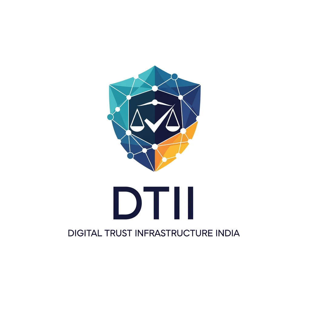 AI Design for DTII (Digital Trust Infrastructure India) is building the foundational trust layer for the digital economy — the invisible infrastructure that enables institutions, businesses, governments and individuals to operate with confidence, accountability and assurance in an increasingly digital world. Rather than being a single product, DTII is an institutional ecosystem designed to establish trust, define responsibility and create defensible digital interactions at national and global scale. Built in India for the world, DTII exists to bring permanence, governance and reliability to the systems that modern society depends on but rarely sees. So i want to create logo which represents trusr liability accontability security saftey with forms shapes colors typography leading kerning