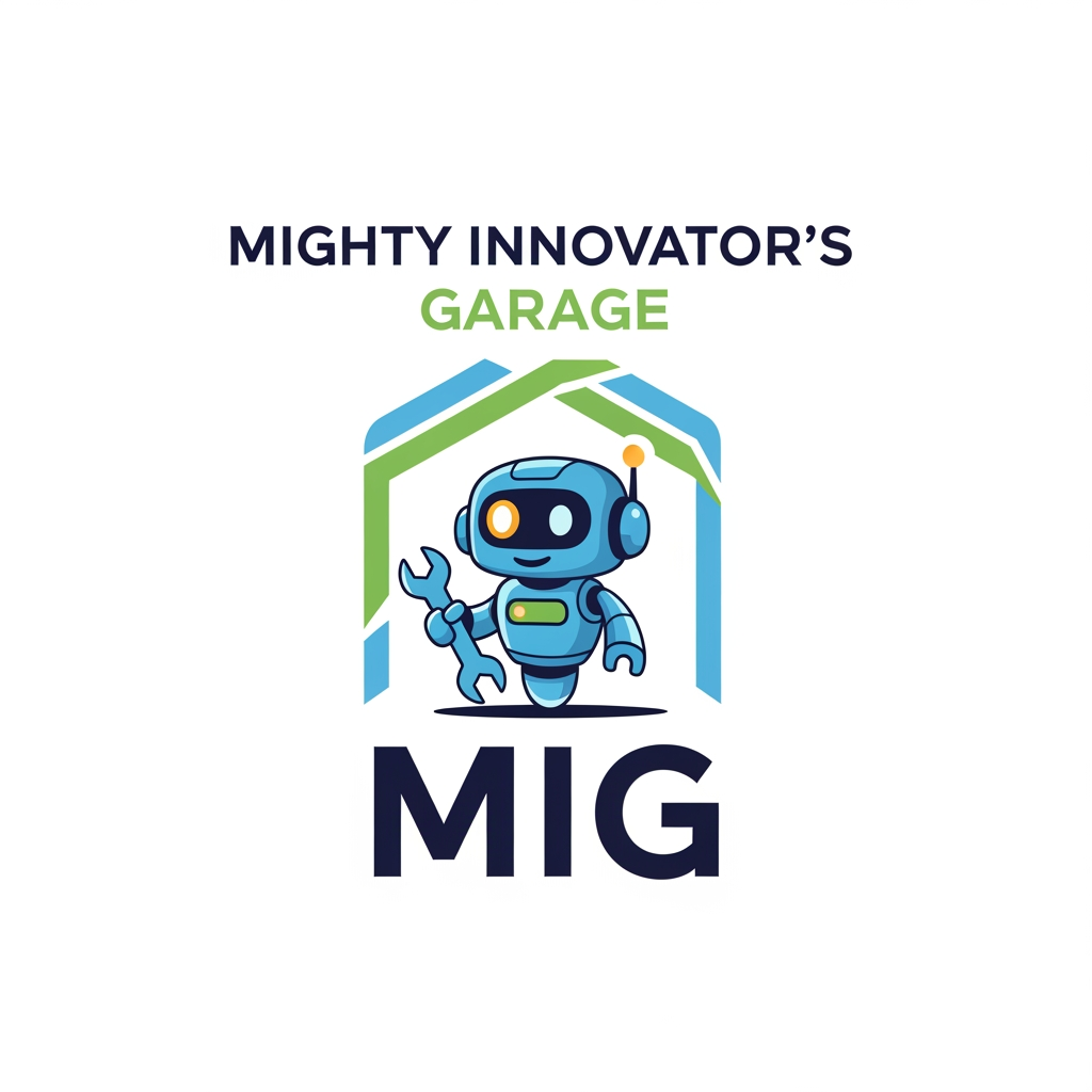 AI Design for create a simple ad elagant logo for 'Mighty Innovator's Garage' abbreviated as MIG. its is edtech startup that focuses on stem and robotics eductaion for kids and introduce them as a hobby interest rather than eduction.