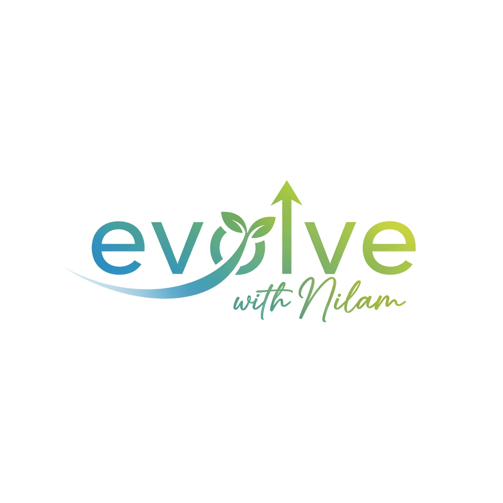 AI Design for a logo for a blogger title "evolve with nilam"