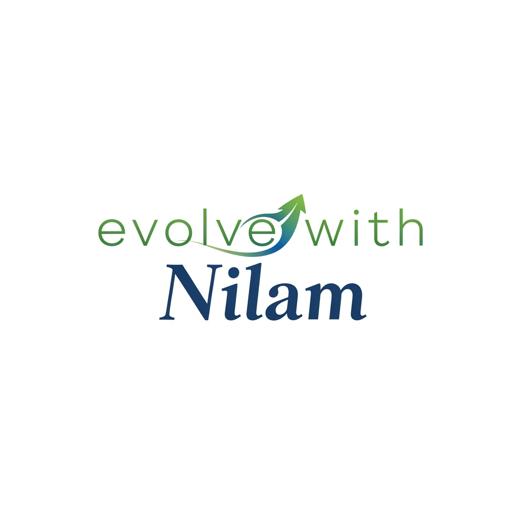 AI Design for a logo for a blogger title "evolve with nilam"