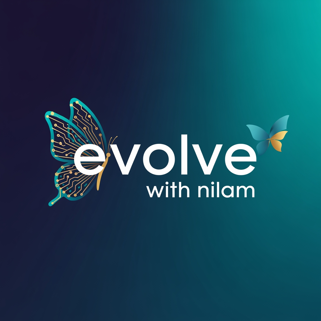AI Design for a logo for a blogger title "evolve with nilam"