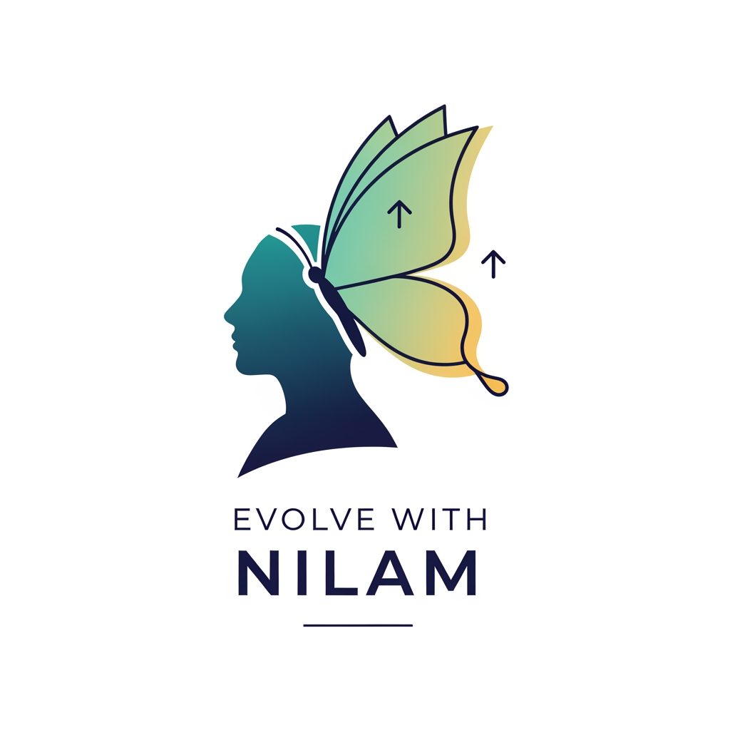 AI Design for a logo for a blogger title "Evolve With Nilam"