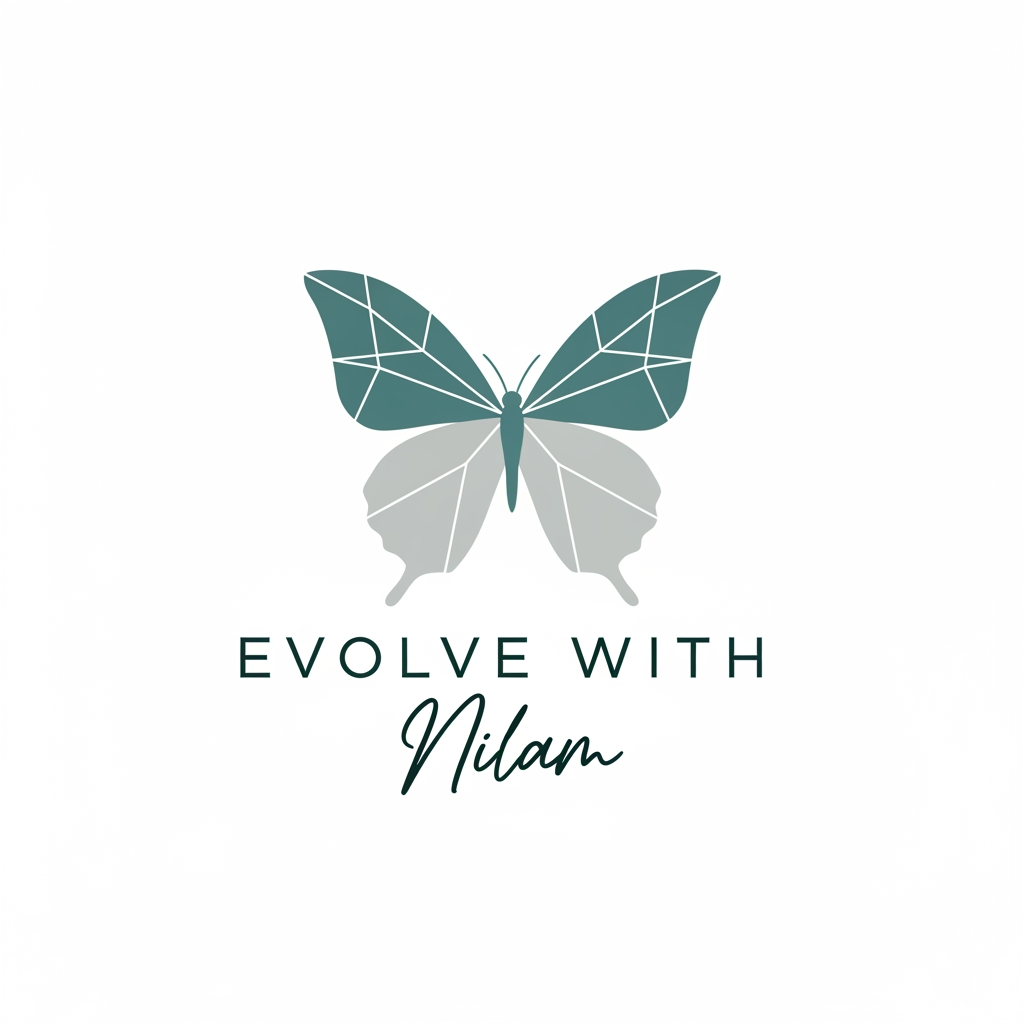 AI Design for a logo for a blogger title "Evolve With Nilam"