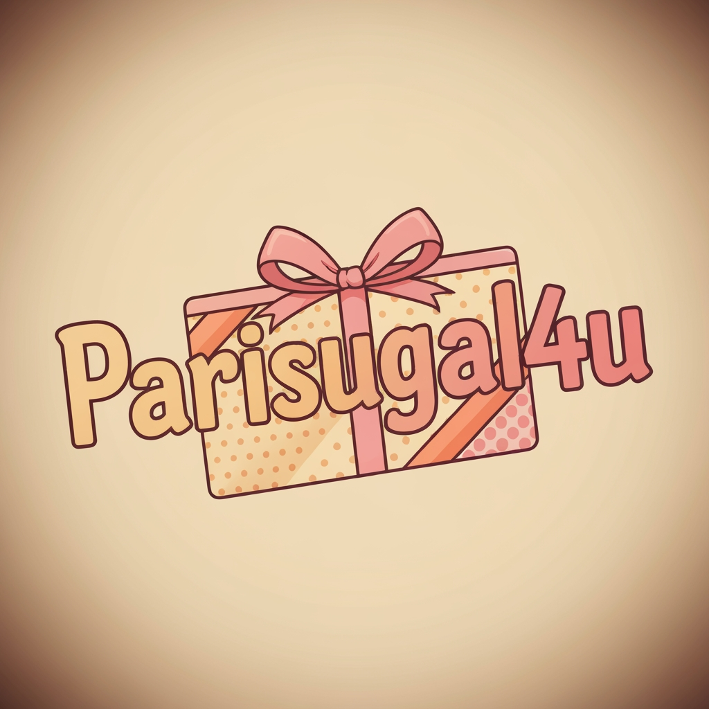 AI Design for no i want for logo the name "parisugal4u" should be a logo the letters should connect like some gift wrap or something basically we are doing some invitation gifts return fifts art work