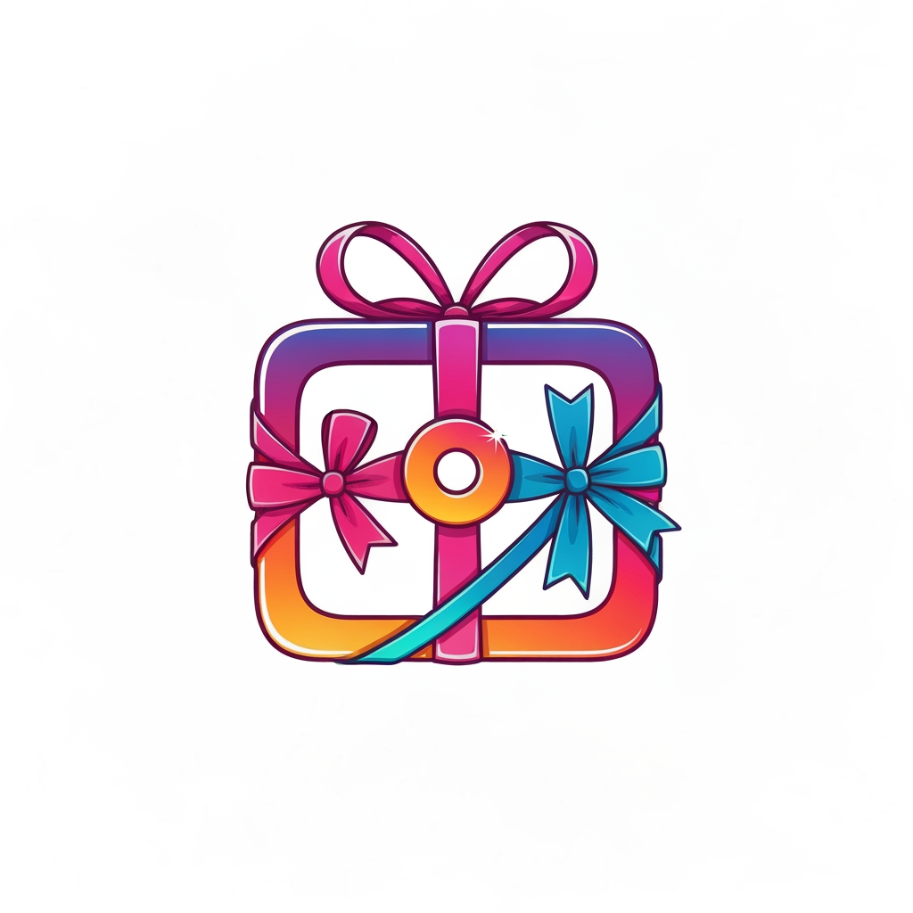 AI Design for no i want for instagram logo the name should be a logo the letters should connect like some gift wrap or something basically we are doing some invitation gifts return fifts art work