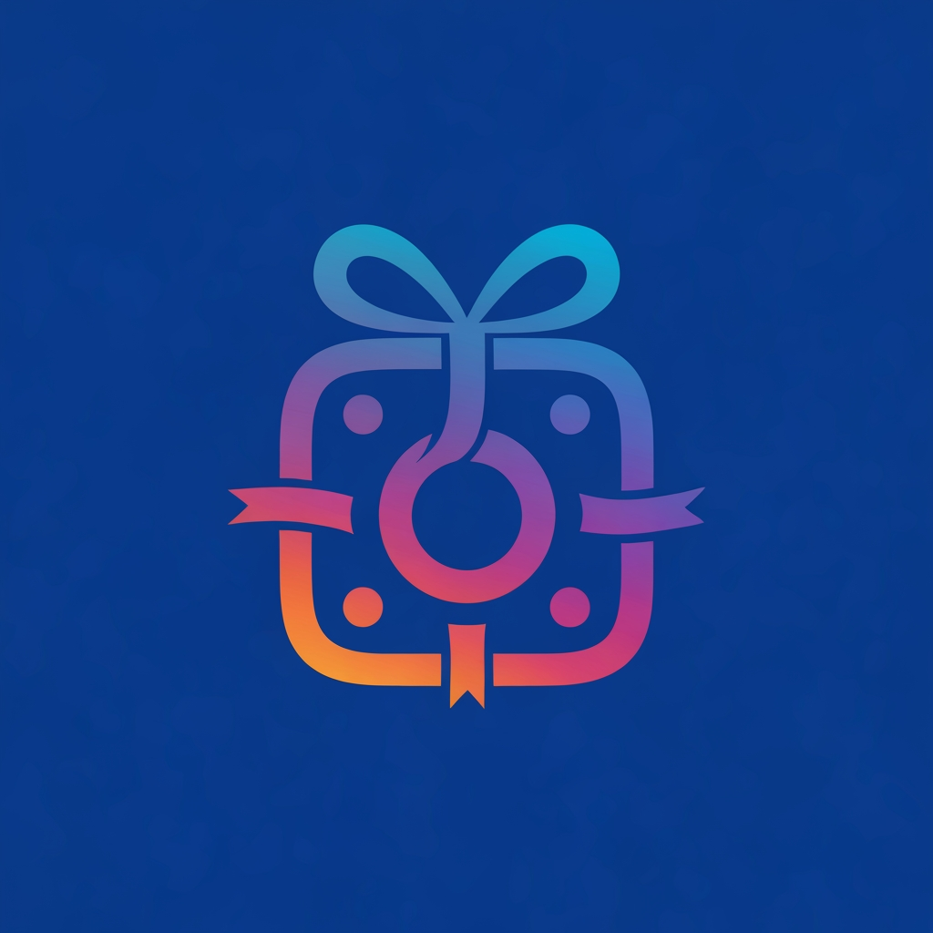 AI Design for no i want for instagram logo the name should be a logo the letters should connect like some gift wrap or something basically we are doing some invitation gifts return fifts art work