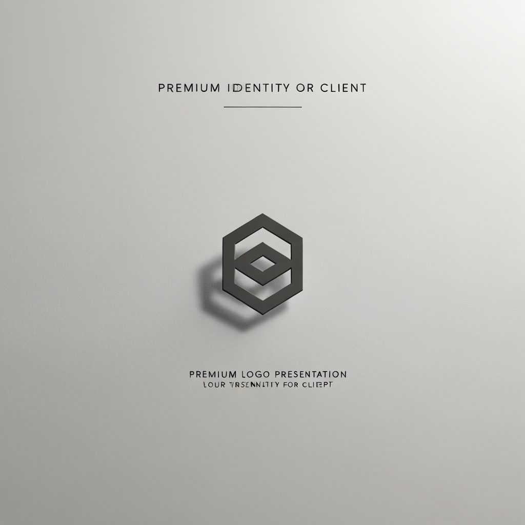 AI Design for Premium logo presentation mockup concept for Brand identity directions for a client. Logo or brand mark displayed on a clean neutral surface with subtle depth, refined shadow, precise alignment, elegant design-studio presentation, no extra readable text.