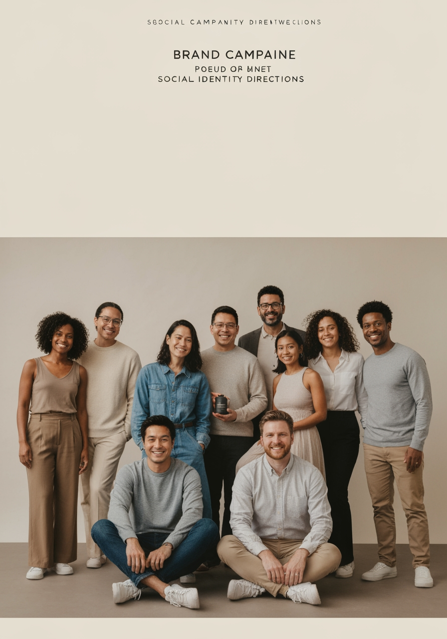 AI Design for Social campaign preview concept for Brand identity directions for a client. Portrait campaign visual that feels ready for client approval, clear focal image, cohesive art direction, clean space for copy to be added later, no generated text.