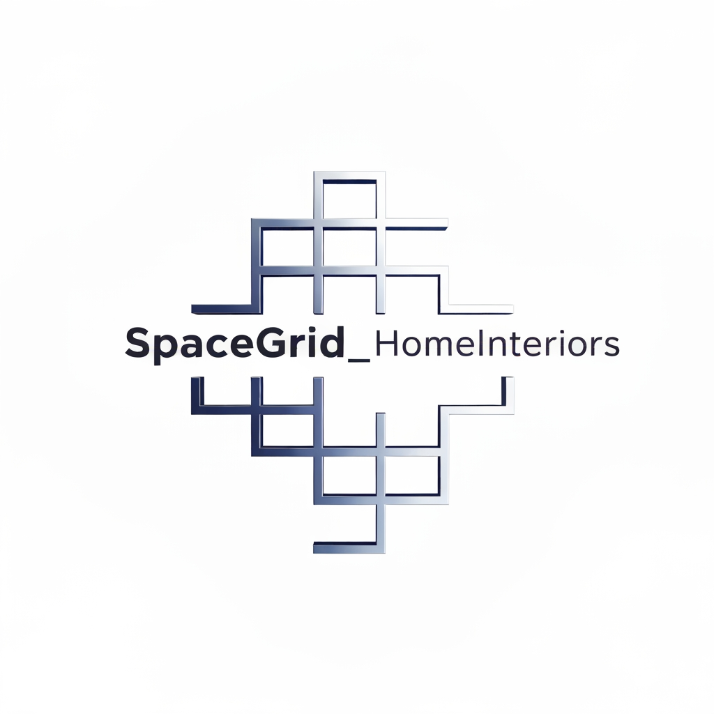 AI Design for create a 3d logo for my interior brand naming "SpaceGrid_HomeInteriors"