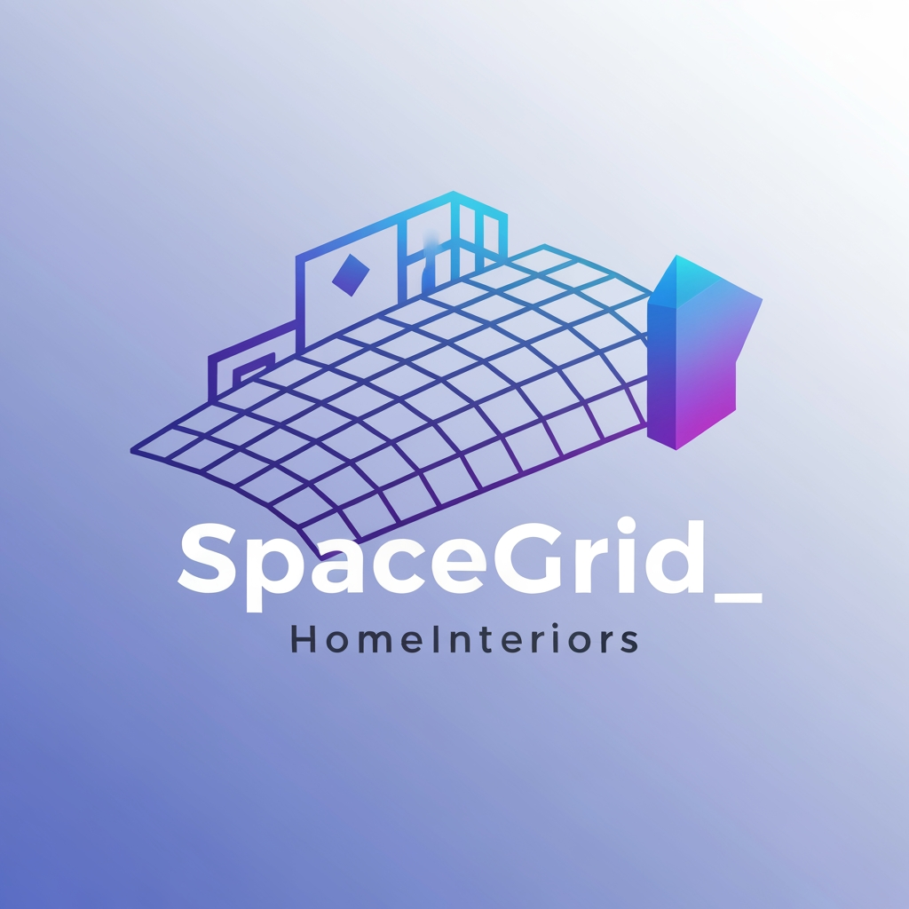 AI Design for create a dynaminc 3d animated logo for my interior brand naming "SpaceGrid_HomeInteriors"